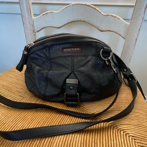 DIESEL black leather crossbody purse